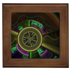 Fractal Threads Colorful Pattern Framed Tiles