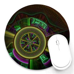 Fractal Threads Colorful Pattern Round Mousepads