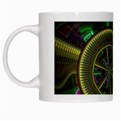 Fractal Threads Colorful Pattern White Mugs