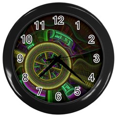 Fractal Threads Colorful Pattern Wall Clock (Black)