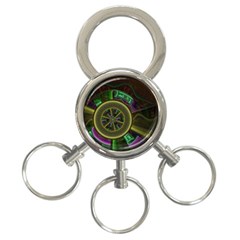 Fractal Threads Colorful Pattern 3-Ring Key Chains