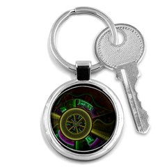 Fractal Threads Colorful Pattern Key Chains (Round) 