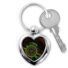 Fractal Threads Colorful Pattern Key Chains (Heart) 