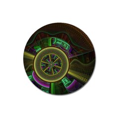 Fractal Threads Colorful Pattern Magnet 3  (round) by Wegoenart