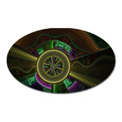 Fractal Threads Colorful Pattern Oval Magnet by Wegoenart