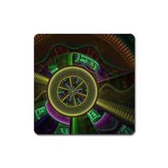 Fractal Threads Colorful Pattern Square Magnet by Wegoenart