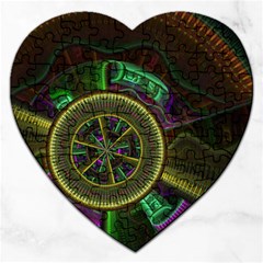 Fractal Threads Colorful Pattern Jigsaw Puzzle (Heart)