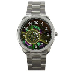 Fractal Threads Colorful Pattern Sport Metal Watch