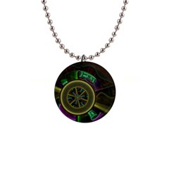 Fractal Threads Colorful Pattern 1  Button Necklace