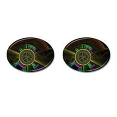 Fractal Threads Colorful Pattern Cufflinks (Oval)