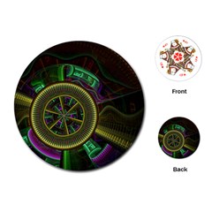 Fractal Threads Colorful Pattern Playing Cards (Round)