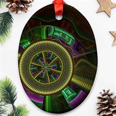 Fractal Threads Colorful Pattern Oval Ornament (Two Sides)