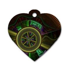 Fractal Threads Colorful Pattern Dog Tag Heart (Two Sides)