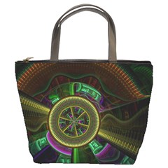 Fractal Threads Colorful Pattern Bucket Bag