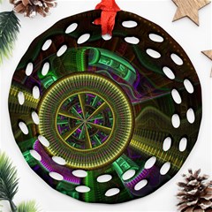 Fractal Threads Colorful Pattern Ornament (Round Filigree)