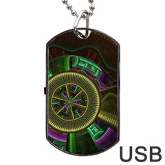 Fractal Threads Colorful Pattern Dog Tag USB Flash (One Side)