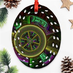 Fractal Threads Colorful Pattern Ornament (Oval Filigree)