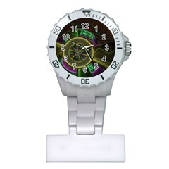 Fractal Threads Colorful Pattern Plastic Nurses Watch