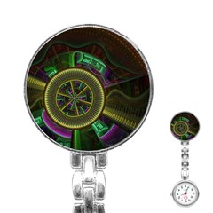 Fractal Threads Colorful Pattern Stainless Steel Nurses Watch