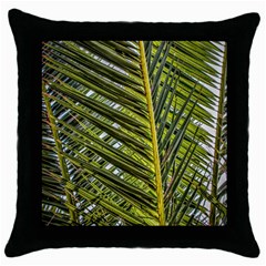 Palm Fronds Palm Palm Leaf Plant Throw Pillow Case (black) by Wegoenart