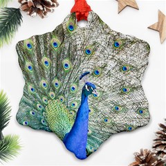 Peacock Bird Colorful Plumage Snowflake Ornament (two Sides) by Wegoenart