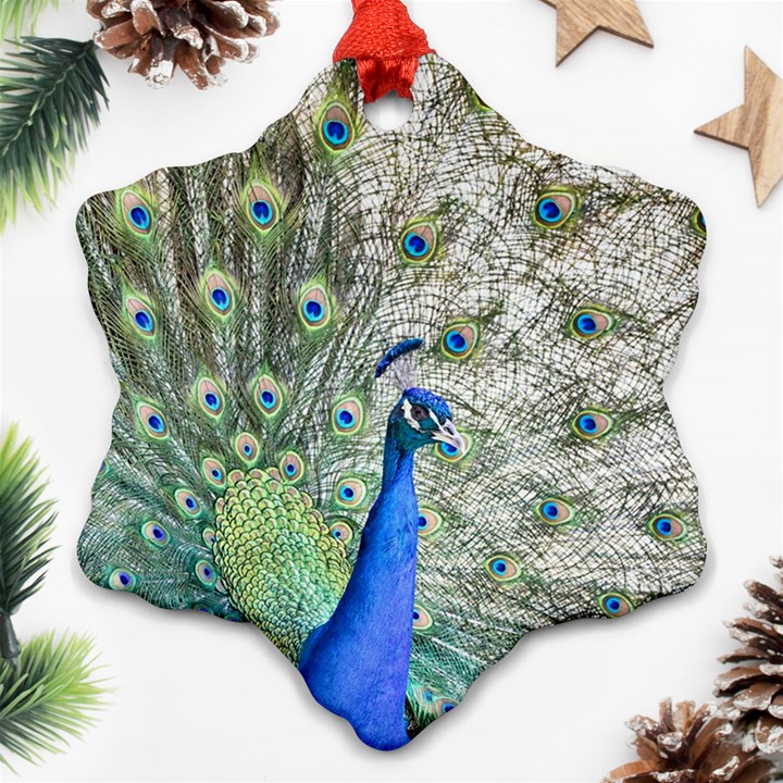 Peacock Bird Colorful Plumage Snowflake Ornament (Two Sides)