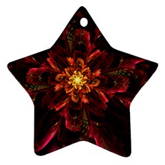 Floral Fractal Glow Flower Design Ornament (Star)