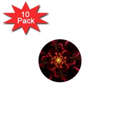 Floral Fractal Glow Flower Design 1  Mini Magnet (10 pack) 