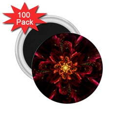 Floral Fractal Glow Flower Design 2.25  Magnets (100 pack) 