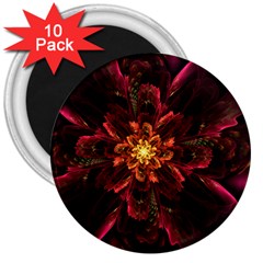 Floral Fractal Glow Flower Design 3  Magnets (10 pack) 