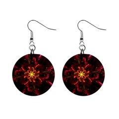 Floral Fractal Glow Flower Design Mini Button Earrings