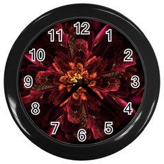 Floral Fractal Glow Flower Design Wall Clock (Black)