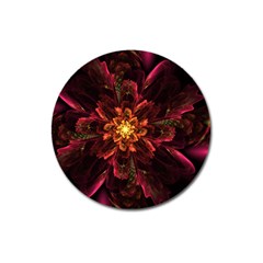 Floral Fractal Glow Flower Design Magnet 3  (Round)