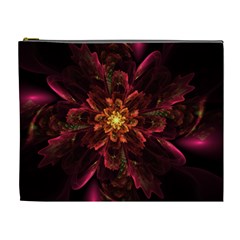 Floral Fractal Glow Flower Design Cosmetic Bag (XL)