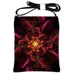 Floral Fractal Glow Flower Design Shoulder Sling Bag