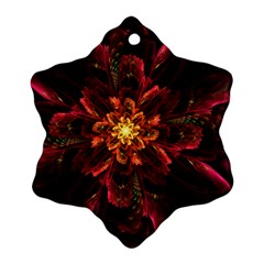 Floral Fractal Glow Flower Design Snowflake Ornament (Two Sides)