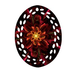 Floral Fractal Glow Flower Design Ornament (Oval Filigree)