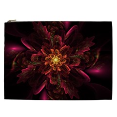 Floral Fractal Glow Flower Design Cosmetic Bag (XXL)