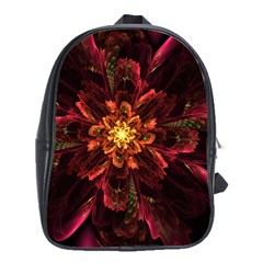 Floral Fractal Glow Flower Design School Bag (XL)