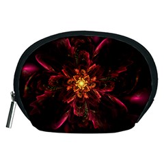 Floral Fractal Glow Flower Design Accessory Pouch (Medium)