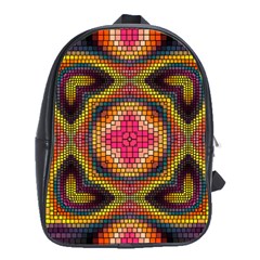 Kaleidoscope Art Pattern Ornament School Bag (large) by Wegoenart