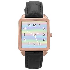 Holographic Foil Pastels Wallpaper Rose Gold Leather Watch 