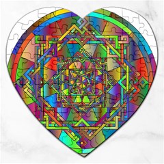 Mandala Star Interlocked Jigsaw Puzzle (heart) by Wegoenart