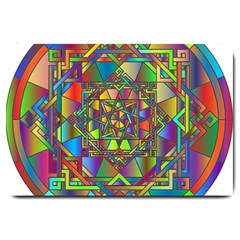 Mandala Star Interlocked Large Doormat  by Wegoenart