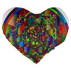 Mandala Star Interlocked Large 19  Premium Flano Heart Shape Cushions by Wegoenart