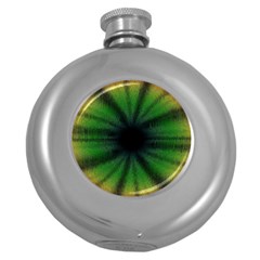 Sunflower Digital Flower Black Hole Round Hip Flask (5 Oz) by Wegoenart