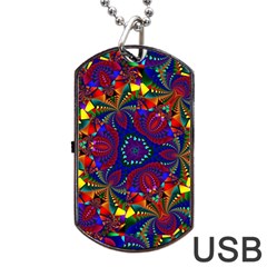 Kaleidoscope Pattern Ornament Dog Tag Usb Flash (two Sides) by Wegoenart