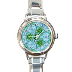 Forest Kaleidoscope Pattern Round Italian Charm Watch by Wegoenart