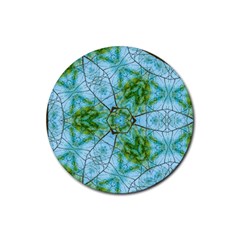 Forest Kaleidoscope Pattern Rubber Round Coaster (4 Pack)  by Wegoenart