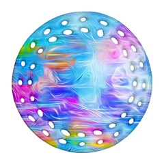 Background Drips Fluid Colorful Ornament (round Filigree)